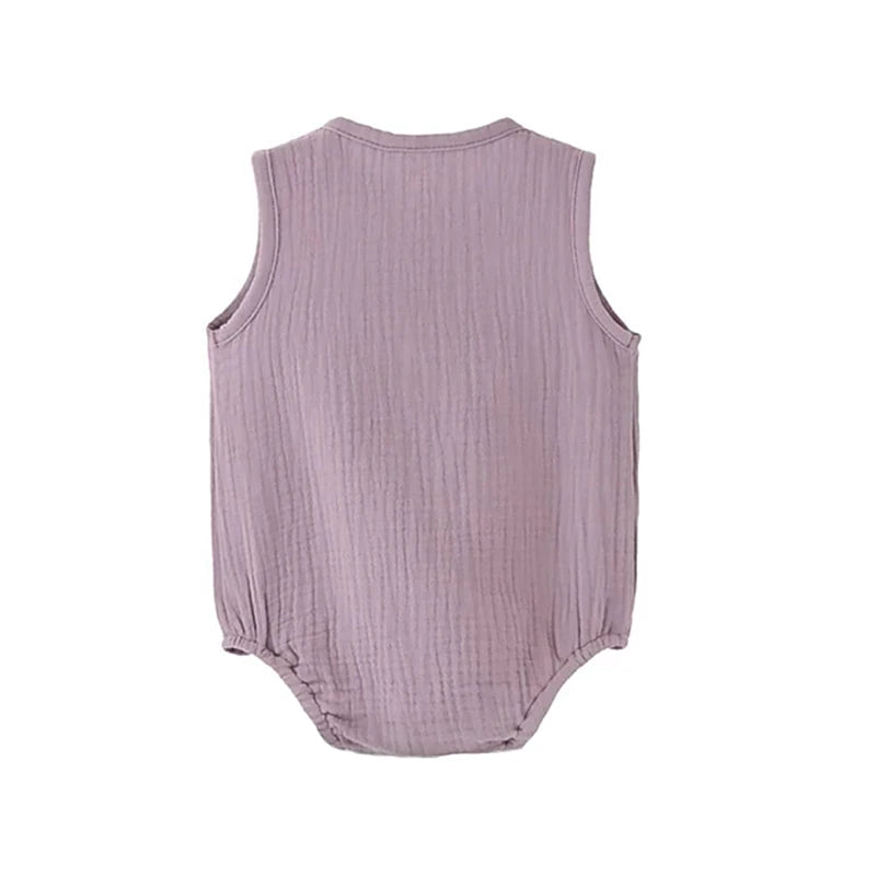 LinenNest Baby Romper – 100% Cotton & Linen Summer Sleeveless Bodysuit for Newborn Boys & Girls