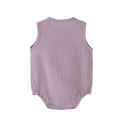LinenNest Baby Romper – 100% Cotton & Linen Summer Sleeveless Bodysuit for Newborn Boys & Girls
