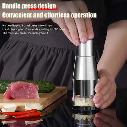 CrushMate Garlic Tool – Manual Handheld Garlic Masher | Push-Style Stainless Steel Crusher