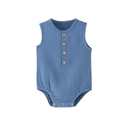 LinenNest Baby Romper – 100% Cotton & Linen Summer Sleeveless Bodysuit for Newborn Boys & Girls