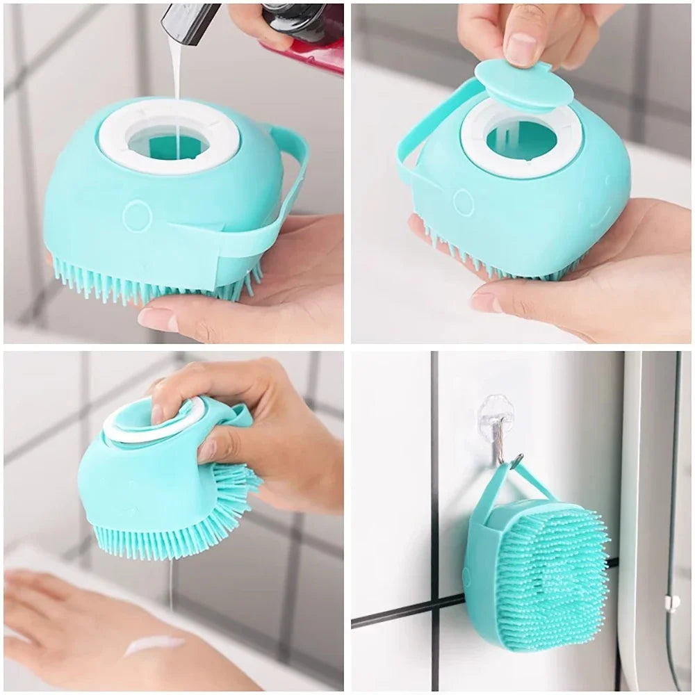 PawSoak Grooming Brush – Soft Silicone Bath & Massage Brush for Dogs and Cats