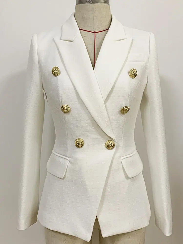 Lioness Luxe™ – Double-Breasted Mint Blazer with Baroque Details