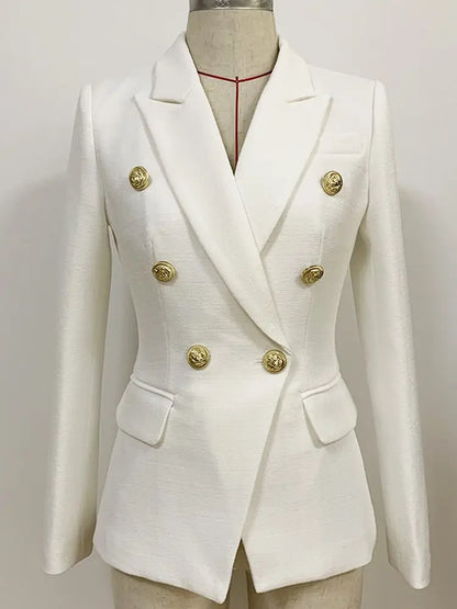Lioness Luxe™ – Double-Breasted Mint Blazer with Baroque Details