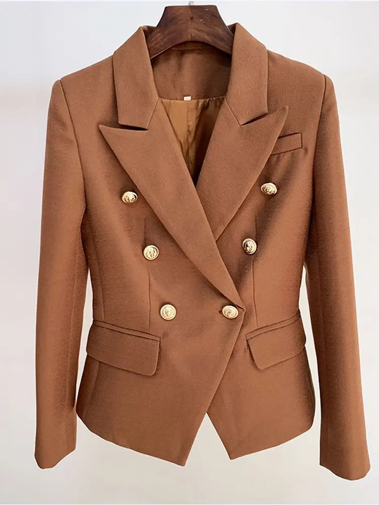 Lioness Luxe™ – Double-Breasted Mint Blazer with Baroque Details