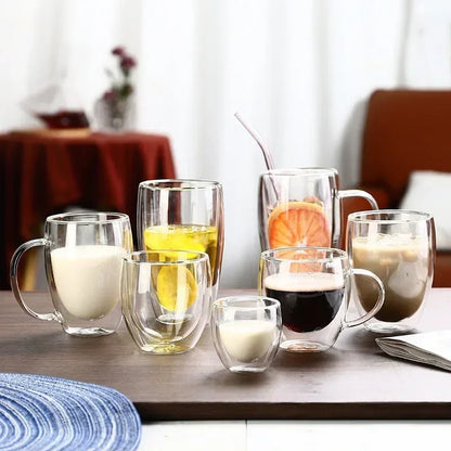ThermoGlow Glass Cup – Borosilicate Double Wall Mug for Hot & Cold Drinks