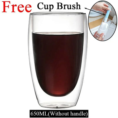 ThermoGlow Glass Cup – Borosilicate Double Wall Mug for Hot & Cold Drinks