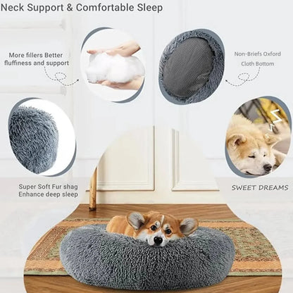 SnuggleNest Pet Bed – Round Plush Bed for Cats & Dogs (Winter Warm, 40–90cm)