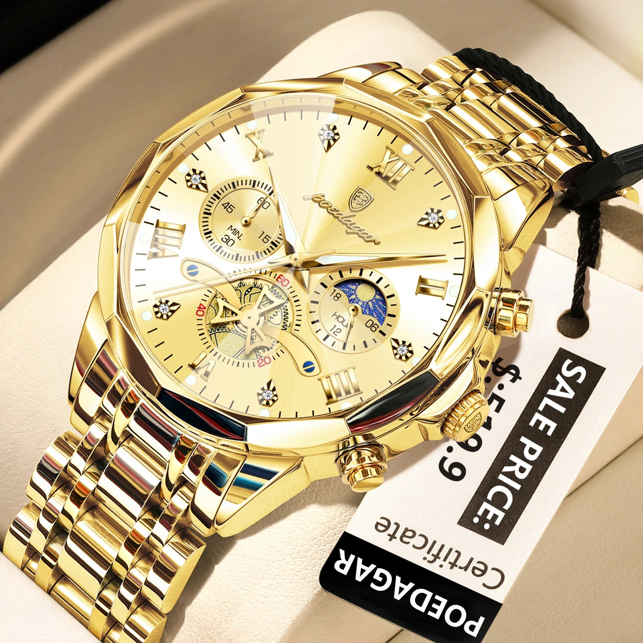 TimeSovereign Chrono – Luxury Waterproof Quartz Watch for Men | Stainless Steel & Luminous Dial