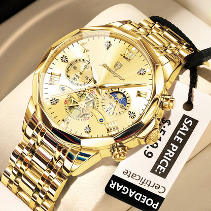 TimeSovereign Chrono – Luxury Waterproof Quartz Watch for Men | Stainless Steel & Luminous Dial