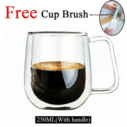 ThermoGlow Glass Cup – Borosilicate Double Wall Mug for Hot & Cold Drinks