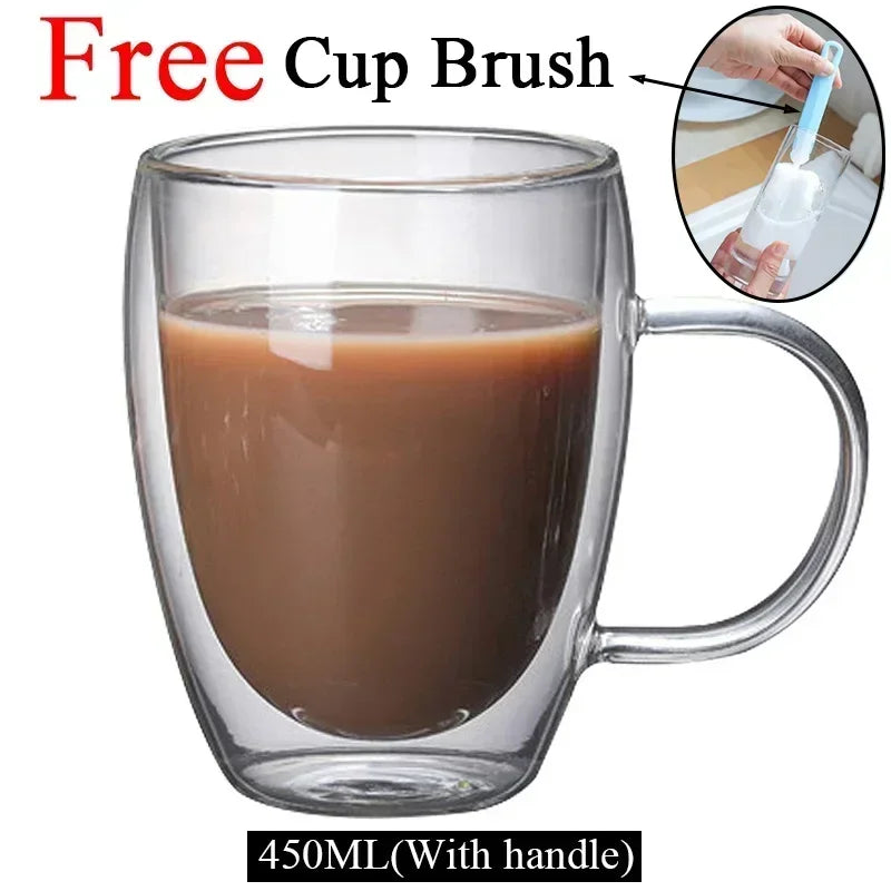 ThermoGlow Glass Cup – Borosilicate Double Wall Mug for Hot & Cold Drinks
