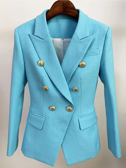 Lioness Luxe™ – Double-Breasted Mint Blazer with Baroque Details