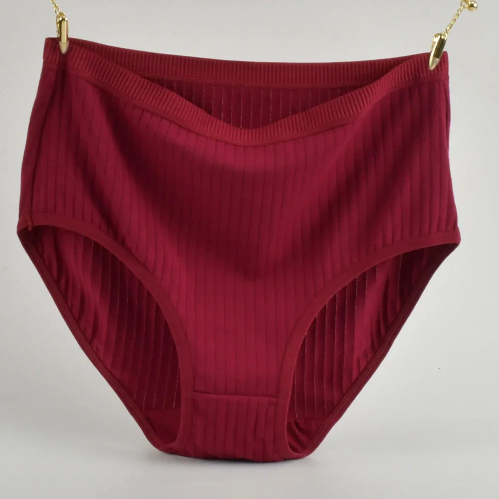 ComfyStripe Briefs – Soft Cotton High Waist Panties for Women | Breathable Plus Size Underwear