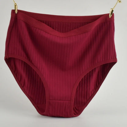 ComfyStripe Briefs – Soft Cotton High Waist Panties for Women | Breathable Plus Size Underwear