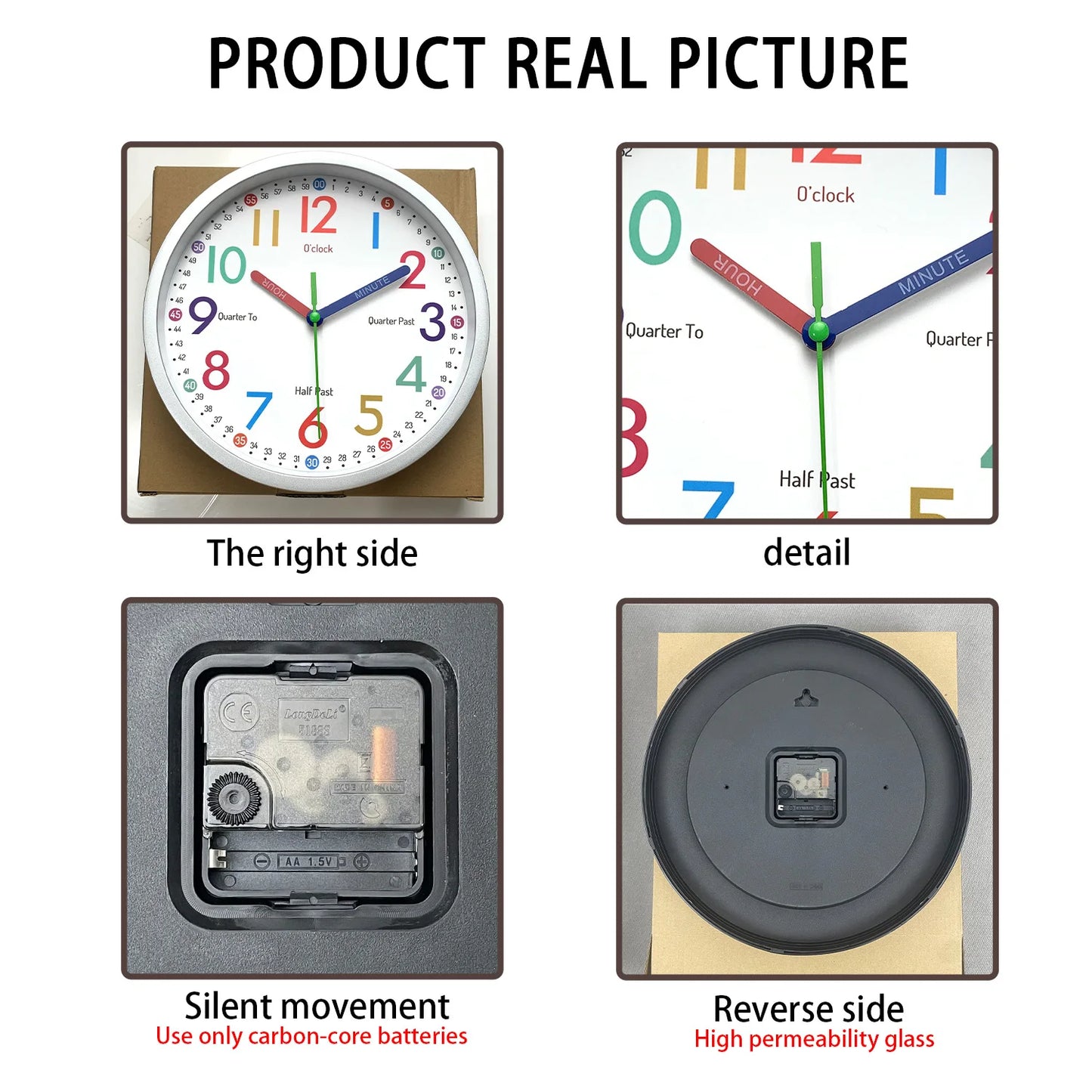 SleekTime Silent Clock – 8-Inch Modern Plastic & Glass Wall Clock | Silent Quartz Movement