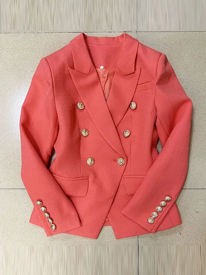 Lioness Luxe™ – Double-Breasted Mint Blazer with Baroque Details