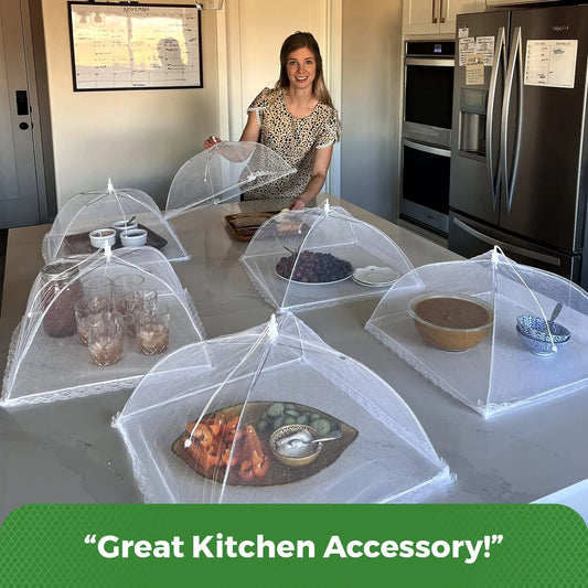 FreshGuard Picnic Covers – Collapsible Mesh Food Tents for Outdoor Use | Pop-Up Fly Nets (3/6/12 Pack)