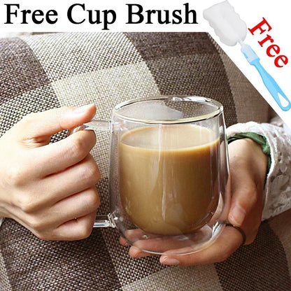 ThermoGlow Glass Cup – Borosilicate Double Wall Mug for Hot & Cold Drinks