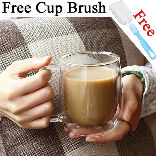 ThermoGlow Glass Cup – Borosilicate Double Wall Mug for Hot & Cold Drinks