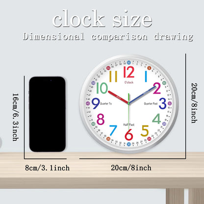 SleekTime Silent Clock – 8-Inch Modern Plastic & Glass Wall Clock | Silent Quartz Movement
