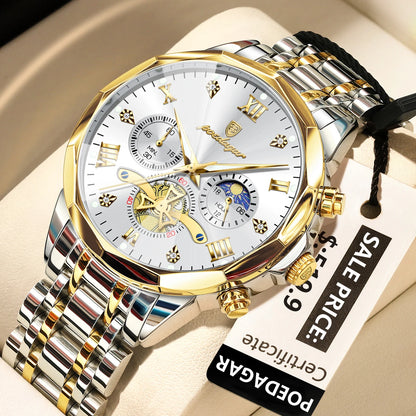 TimeSovereign Chrono – Luxury Waterproof Quartz Watch for Men | Stainless Steel & Luminous Dial