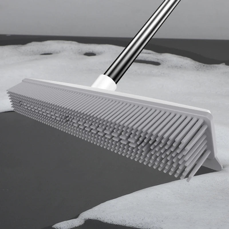PawLift Rubber Rake – Long Handle Pet Hair Remover Broom with Squeegee | Carpet & Floor Safe