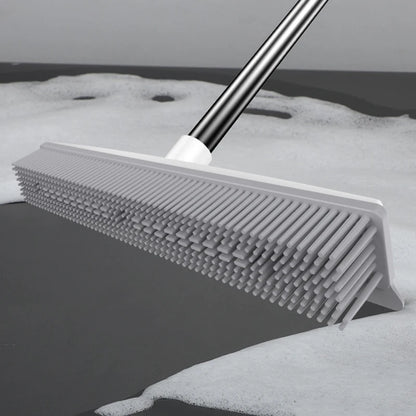PawLift Rubber Rake – Long Handle Pet Hair Remover Broom with Squeegee | Carpet & Floor Safe