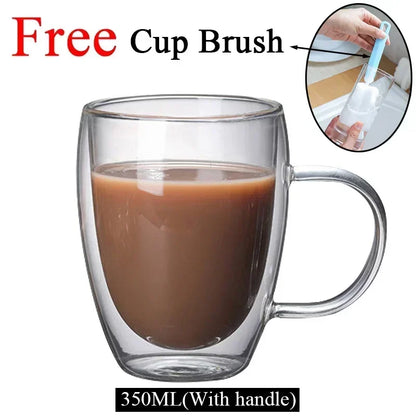 ThermoGlow Glass Cup – Borosilicate Double Wall Mug for Hot & Cold Drinks
