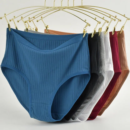 ComfyStripe Briefs – Soft Cotton High Waist Panties for Women | Breathable Plus Size Underwear