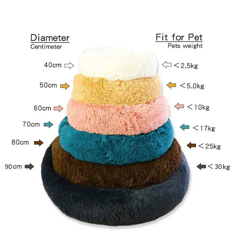 SnuggleNest Pet Bed – Round Plush Bed for Cats & Dogs (Winter Warm, 40–90cm)