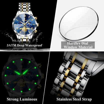 TimeSovereign Chrono – Luxury Waterproof Quartz Watch for Men | Stainless Steel & Luminous Dial