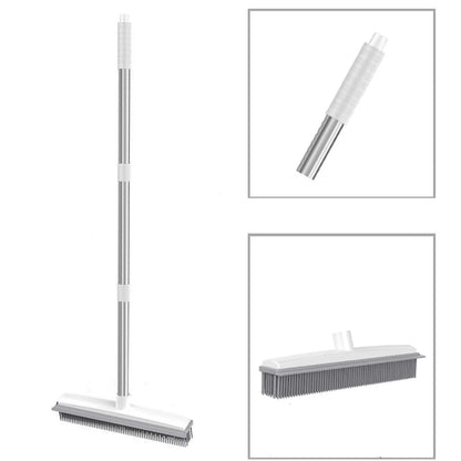 PawLift Rubber Rake – Long Handle Pet Hair Remover Broom with Squeegee | Carpet & Floor Safe