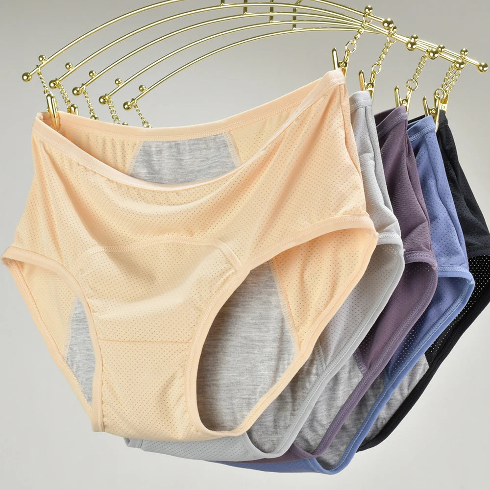LunaCool Leakproof Panties – Ice Silk Menstrual Briefs | Mid Waist, Waterproof & Sexy Design