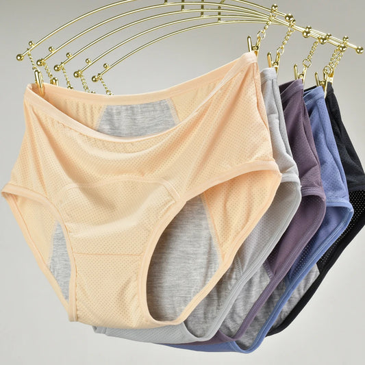 LunaCool Leakproof Panties – Ice Silk Menstrual Briefs | Mid Waist, Waterproof & Sexy Design