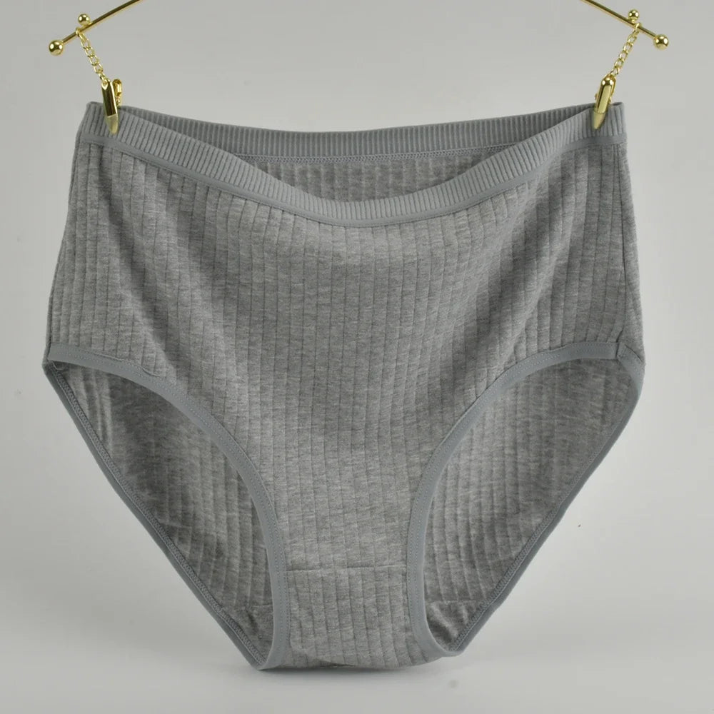 ComfyStripe Briefs – Soft Cotton High Waist Panties for Women | Breathable Plus Size Underwear