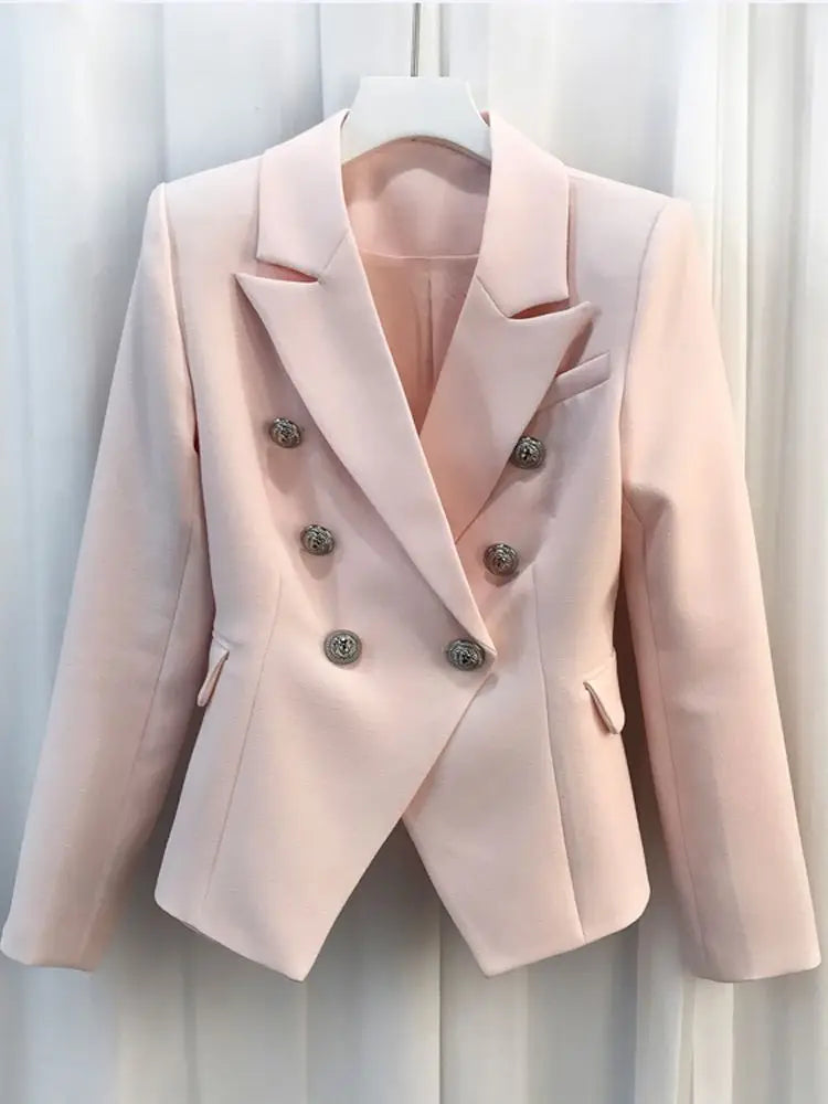 Lioness Luxe™ – Double-Breasted Mint Blazer with Baroque Details