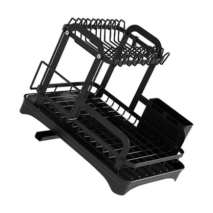 CleanTier Drainer Rack – 2-Level Dish Drying Rack with Drainboard & Cutlery Basket