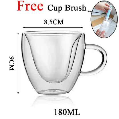 ThermoGlow Glass Cup – Borosilicate Double Wall Mug for Hot & Cold Drinks