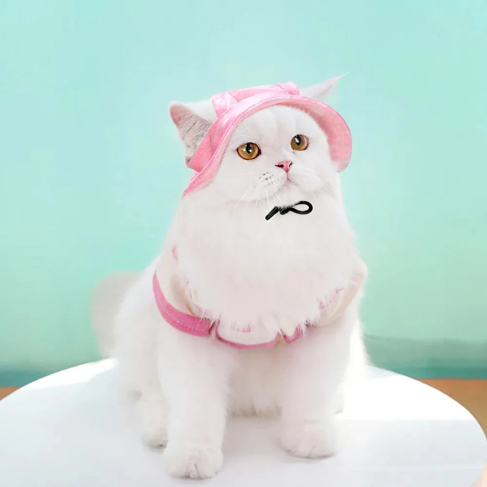 Breathable Pet Sunhat with Open Ears and Adjustable Strap
