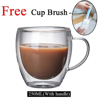 ThermoGlow Glass Cup – Borosilicate Double Wall Mug for Hot & Cold Drinks