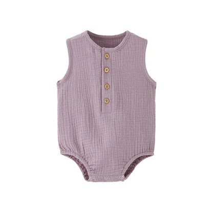 LinenNest Baby Romper – 100% Cotton & Linen Summer Sleeveless Bodysuit for Newborn Boys & Girls