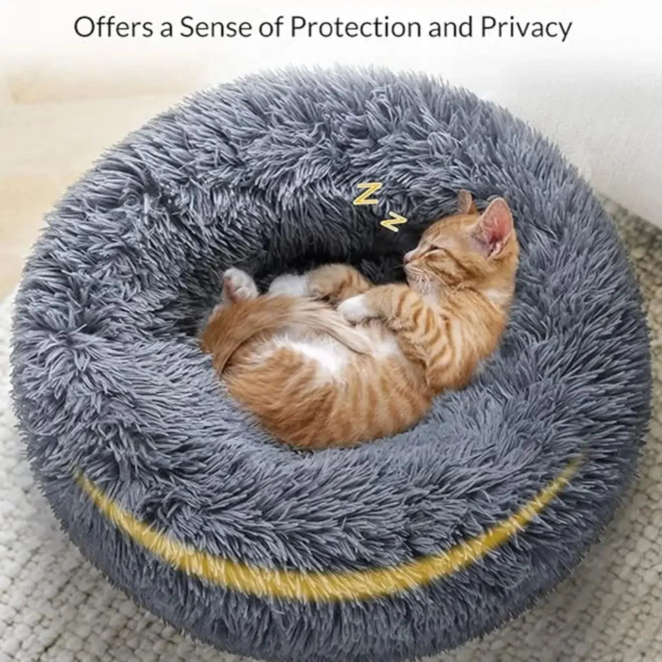 SnuggleNest Pet Bed – Round Plush Bed for Cats & Dogs (Winter Warm, 40–90cm)