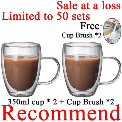 ThermoGlow Glass Cup – Borosilicate Double Wall Mug for Hot & Cold Drinks